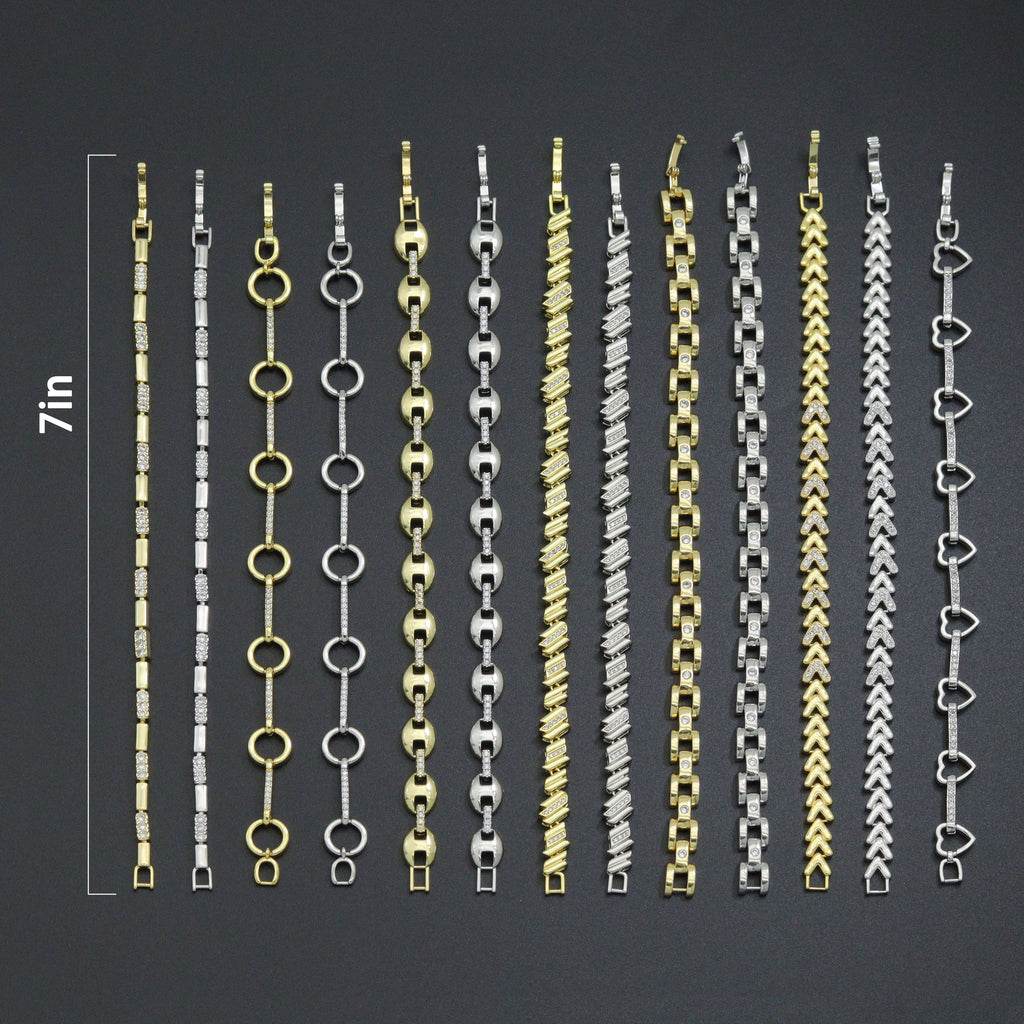 Elegant Link Bracelet Bracelet, Mixed Metal Chain bracelet collection, Sku#ZX235