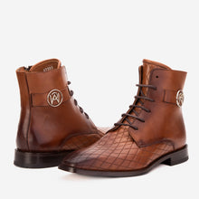 Load image into Gallery viewer, The Zeus Brown Leather Lace-Up Men Boot with a Zipper