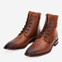 Load image into Gallery viewer, The Zeus Brown Leather Lace-Up Men Boot with a Zipper