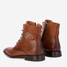 Load image into Gallery viewer, The Zeus Brown Leather Lace-Up Men Boot with a Zipper