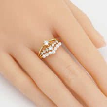 Load image into Gallery viewer, Gold White Pearl Crown Adjustable Ring, Sku#LD485