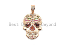 Load image into Gallery viewer, Colorful CZ Micro Pave Skull Pendant, Red Eye,Skull Pave Pen