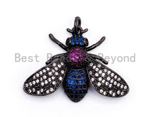 Load image into Gallery viewer, BEE Inspired Charm, CZ Micro Pave Multi Color Insect Pendant, Cubic Zirconia Pendant,Gold/Rose Gold/Silver/Black,21x29x5mm,SKU#F454