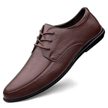 Load image into Gallery viewer, Men's Casual Leather Shoes – Lace-Up Round Toe Soft Sole Comfort Loafer | Black, Coffee, Tan