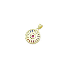 Load image into Gallery viewer, Colorful Baguette CZ Gold Round Coin Charm Pendant,Sku#LX862