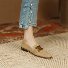 Load image into Gallery viewer, Women's Retro Metal Buckle Slip-On Loafers - Chunky Heel Platform Flats