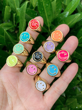 Load image into Gallery viewer, Enamel Smiley Face Ring, X263C