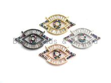 Load image into Gallery viewer, Colorful CZ Micro Pave Evil Eye Pendant with Baguette cz, Colorful CZ,Cubic Zirconia Pendant,17x30mm, 1pc/5pcs, sku#F743