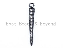 Load image into Gallery viewer, CZ Clear Micro Pave Half Cone Pendant, Cubic Zirconia Necklace Pendant, 47x7mm, sku#F114