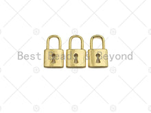 Load image into Gallery viewer, 18K Shiny Gold Padlock Key Pendant, Gold Lock Charm, Padlock Necklace Bracelet Charm, 11x18mm, Sku#LK07