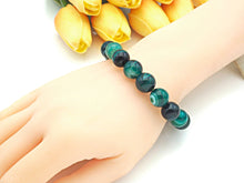 Load image into Gallery viewer, Green Banded Agate Stretchy Bracelet, EF10c