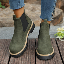 Load image into Gallery viewer, Women's Round Toe Square Heel Slip-On Boots | Fall Winter Fabric Boots