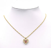 Load image into Gallery viewer, Gold Colorful CZ Flower On Heart Charm, Sku#LD313