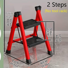 Load image into Gallery viewer, Heavy-Duty 2-Step Folding Ladder – Metal A-Frame with Non-Slip Steps