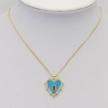 Load image into Gallery viewer, Gemstone Pearl Spike Heart with Rectangle Center Stone Charm, Sku#LX300