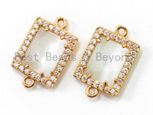 Load image into Gallery viewer, Rectangle Bezel Connector Faceted Cat's Eye Stone, sku#A83
