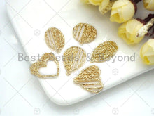 Load image into Gallery viewer, Filigree Gold Lacy Charm, Star/Heart/Round/Oval Shape Brushed Gold Twisted Wire Charm Pendants for Earrings necklace making, sku#CP05