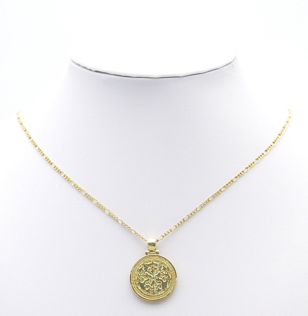 Gold Medallion Tu Teng coin Coin Charm, Sku#LX152