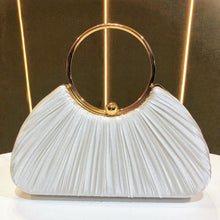 Load image into Gallery viewer, Elegant Satin Pleated Evening Clutch Bag - Cheongsam Style Formal Handbag with Hasp Lock