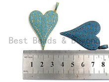Load image into Gallery viewer, CZ Turquoise Micro Pave Large Heart Pendant, Heart Shaped Pave Pendant, Gold/Rose Gold/Silver/Gunmetal plated, 30x41mm, Sku#X55