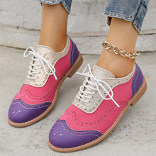 Load image into Gallery viewer, Women's Color-Block Lace-Up Flats Round Toe Casual Shoes – Plus Sizes
