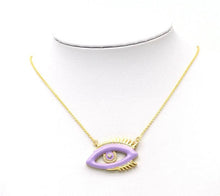 Load image into Gallery viewer, Colorful CZ Enamel Evil Eye Pendant, Sku#F1459C
