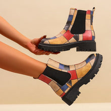 Load image into Gallery viewer, Women's Color Block Mid-Calf Boots - High Heel Slip-On Shaft Boots
