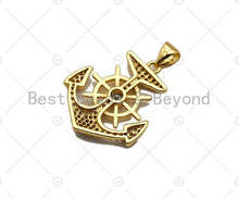 Load image into Gallery viewer, 18k Shiny Gold Boat Anchor Charms, Gold Anchor Charms, Anchor Pendant, Gold Pendant, Necklace Charms, 20x24mm, Sku#LK146