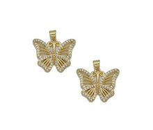 Load image into Gallery viewer, CZ Gold Filigree Butterfly Charm, Sku#LX136
