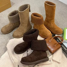 Load image into Gallery viewer, Women's Warm Mid-Calf Boots with Cotton Lining - Winter Slip-On Boots