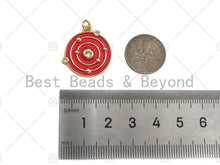 Load image into Gallery viewer, Colorful Enamel Pave Target On Round Coin Pendant, Gold Enamel Target Pendant, Pave Enamel Jewelry Findings,22x22mm,Sku#L444
