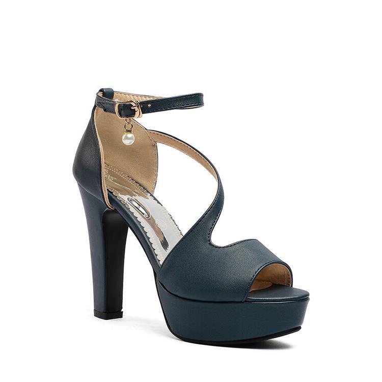 Women's Open-Toe Platform Sandals | Thick Heel PU Fish Mouth Heels