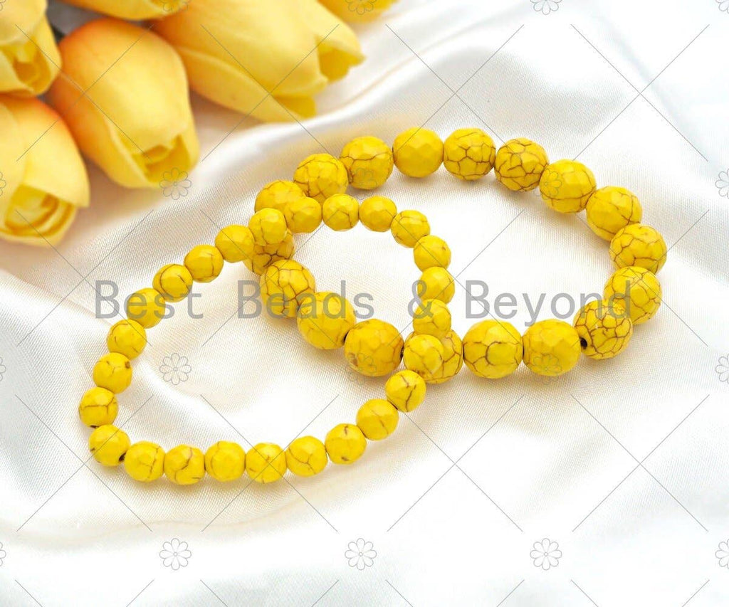 Natural Yellow Howlite Stretchy Bracelet,SKU#EF42