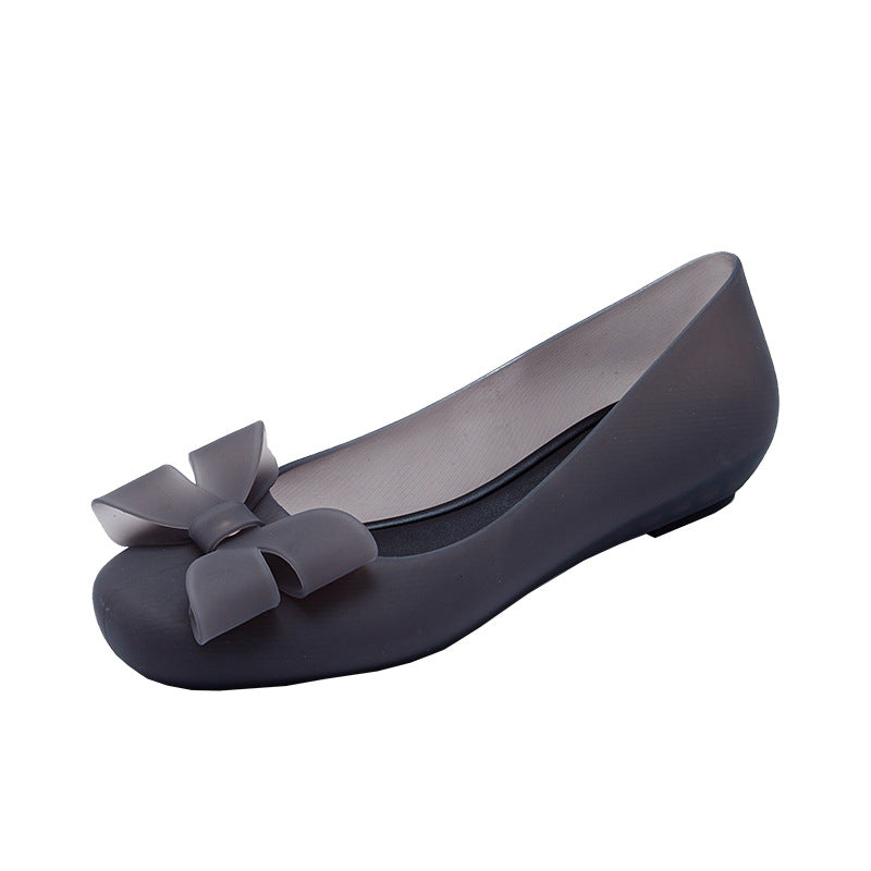 Women's Slip-On Flats with Bow Detail - Comfortable Round Toe Casual Shoes