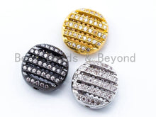 Load image into Gallery viewer, CZ Micro Pave Round Coin Beads, Cubic Zirconia Spacer Beads, Gold Silver Black Rose Gold Fashion Jewelry Beads, 12x5mm,sku#G221