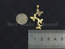 Load image into Gallery viewer, 18K Gold Colorful Micro Pave Butterfly Pendant, Butterfly Charm, Dainty Butterfly Charm, 20x34mm, Sku#LK19