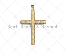 Load image into Gallery viewer, Large CZ Micro Pave Gold Cross Shape Pendant, Sku# LK142