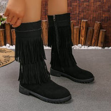 Load image into Gallery viewer, Women's High-Shaft Tassel Boots | Casual PU Leather Side Zipper Boots