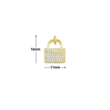 Load image into Gallery viewer, Clear CZ Gold Lock Pad Charm Pendant,Sku#LD732
