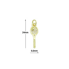 Load image into Gallery viewer, Clear CZ Tennis Racket Gold Charm Pendant,Sku#LX851