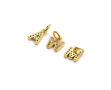 Load image into Gallery viewer, Cute Gold CZ Initial Charm, Alphabet Name Letter Charm,sku#LX193
