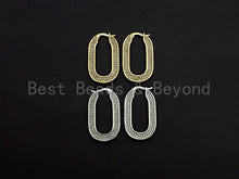 Load image into Gallery viewer, CZ Oval Shape Huggies Earrings, Sku#J249