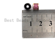 Load image into Gallery viewer, CZ Big Hole Drum Barrel Fuchsia Micro Pave Beads, Gold/Rose Gold/Silver/Black Cubic Zirconia Spacer Beads, DIY Jewelry, 6x7mm, sku#X44