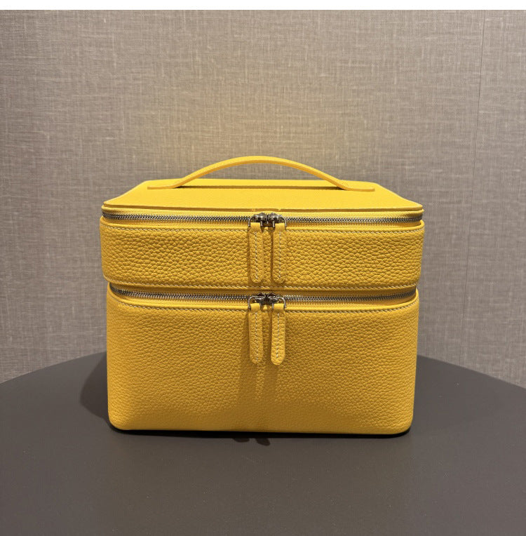 Genuine Leather Travel Jewelry Organizer Tote - Multi-Functional Makeup Storage Bag