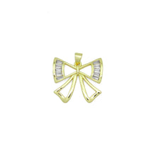 Load image into Gallery viewer, Baguette CZ Gold Bow  Shape Charm Pendant, Sku#LX747