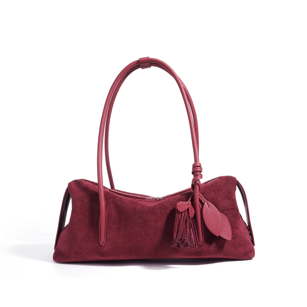 Women's Suede Leather Pillow Shoulder Bag | Minimalist Crossbody Handbag