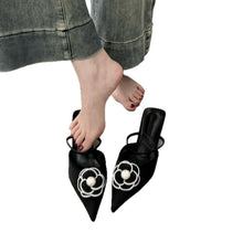 Load image into Gallery viewer, Chanel-Style Pointed Toe High Heel Mules for Women - Elegant French Office Heels