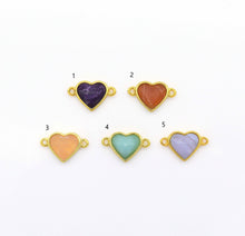 Load image into Gallery viewer, Gold Gemstone Heart Connector, Sku#LY16