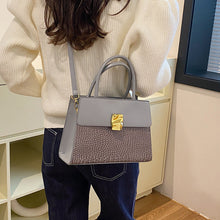 Load image into Gallery viewer, Retro Crossbody Tote Bag for Women - PU Leather Patchwork Handbag with Adjustable Strap