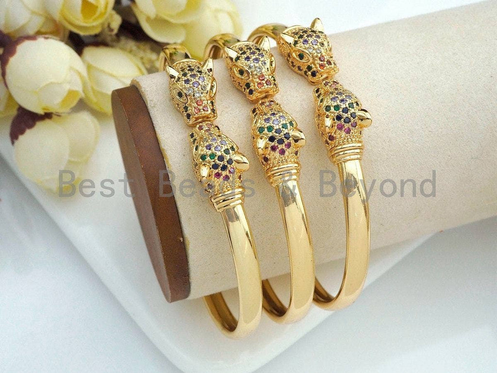 CZ Panther Head Cuff Bracelet, Sku#X155